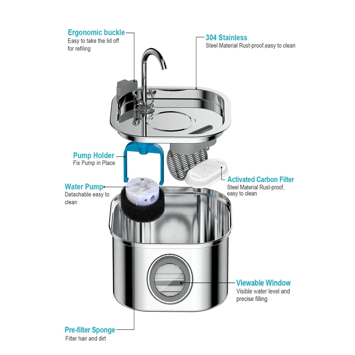PawfectSnuggle Stainless Steel Water Fountain